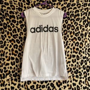 Adidas White Sleeveless Tank Top